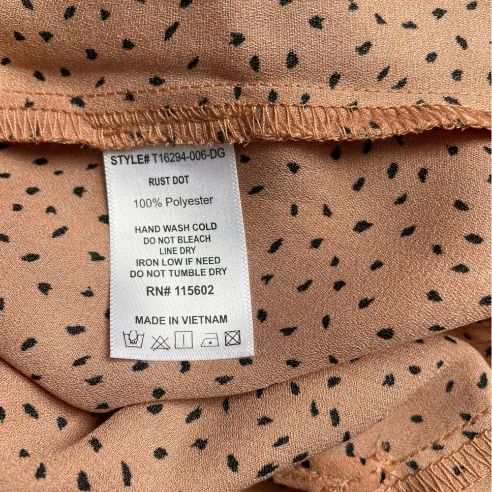 LUSH Rust Dot Camisole Top with Adjustable Spaghetti Straps & Bow in Back-Size M - Picture 9 of 11